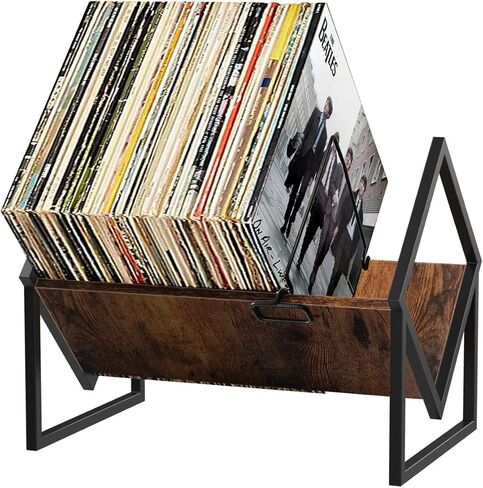 تيلو فيفان رف تخزين اسطوانات الفينيل، تخزين الالبوم لسجلات الفينيل، حامل عرض البوم من الفينيل حتى 80 باوند، حامل منظم متين للمجلات والكتب والملفات in Kuwait