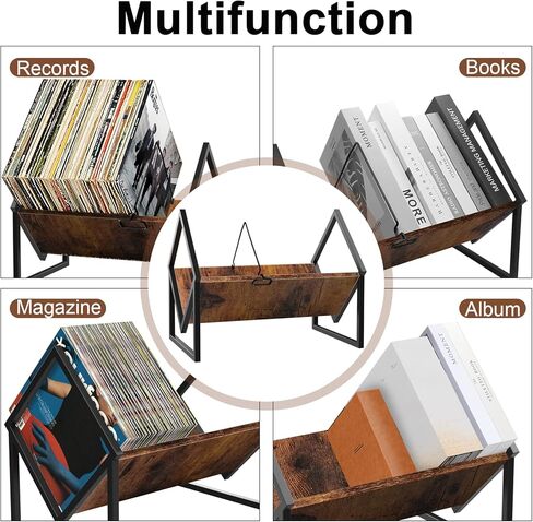 تيلو فيفان رف تخزين اسطوانات الفينيل، تخزين الالبوم لسجلات الفينيل، حامل عرض البوم من الفينيل حتى 80 باوند، حامل منظم متين للمجلات والكتب والملفات in Kuwait