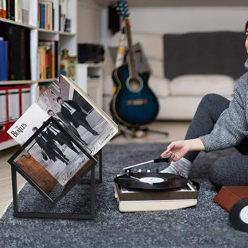 تيلو فيفان رف تخزين اسطوانات الفينيل، تخزين الالبوم لسجلات الفينيل، حامل عرض البوم من الفينيل حتى 80 باوند، حامل منظم متين للمجلات والكتب والملفات in Kuwait