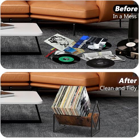 تيلو فيفان رف تخزين اسطوانات الفينيل، تخزين الالبوم لسجلات الفينيل، حامل عرض البوم من الفينيل حتى 80 باوند، حامل منظم متين للمجلات والكتب والملفات in Kuwait