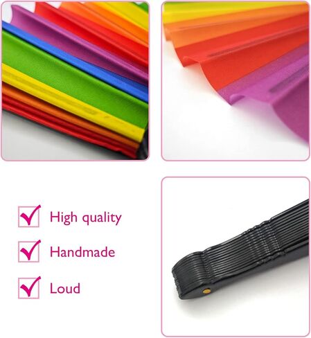 مراوح اليد AMS Rainbow، مروحة يد قابلة للطي برايد، مروحة يدوية ملونة، مروحة بلاستيكية قابلة للطي لأحداث المهرجانات الموسيقية ومستلزمات الرقص (12 قطعة بيضاء) in Kuwait