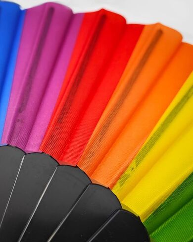 مراوح اليد AMS Rainbow، مروحة يد قابلة للطي برايد، مروحة يدوية ملونة، مروحة بلاستيكية قابلة للطي لأحداث المهرجانات الموسيقية ومستلزمات الرقص (12 قطعة بيضاء) in Kuwait