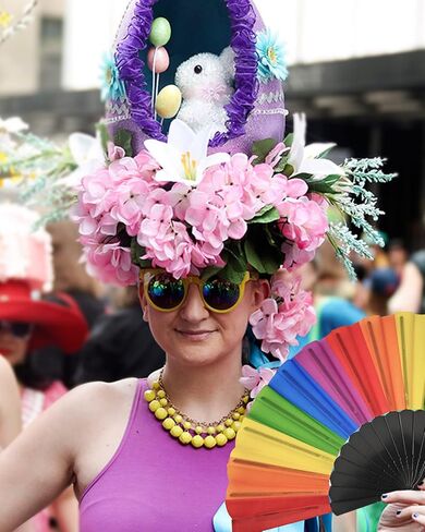 مراوح اليد AMS Rainbow، مروحة يد قابلة للطي برايد، مروحة يدوية ملونة، مروحة بلاستيكية قابلة للطي لأحداث المهرجانات الموسيقية ومستلزمات الرقص (12 قطعة بيضاء) in Kuwait