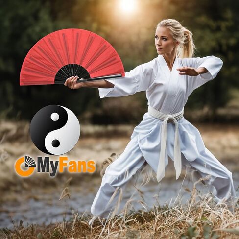 Large Rave Folding Hand Fan - Foldable Chinese Tai Chi Kung Fu fan - Ideal for Festivals, EDM, Dancing, Hot Flashes, Church and Gifts (Black) in Kuwait