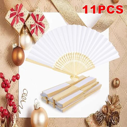 مراوح خيزران قابلة للطي من اتش اس اتش فامي، 11 قطعة مروحة صينية قابلة للطي لتزيين حفلات الزفاف والهدايا وهدايا حفلات الرقص وديكور المنزل in Kuwait