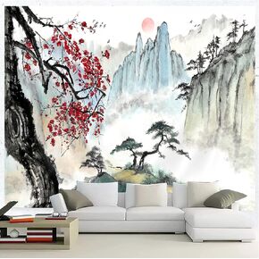 Bcsewcg Japanese Tapestry, Cherry Blossom Tapestry, Asian Anime Wall Tapestry, Nature Landscape Tapestries, Aesthetic Wall Art Tapestry for Bedroom Living Room Home Decor…… in Kuwait