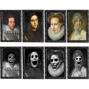 OEDOC 4Pack 10.2x14.5 Halloween Decorations 3D Changing Face Expression Moving Portrait Picture Frames for Horror Party Decors Castle House Home Decoration(StyleA) in Saudi Arabia