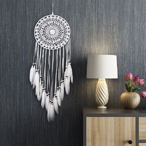 DEWEL Dream Catcher with Purple Feathers, Handmade Feather Dreamcatchers Wall Hanging for Girls Kids Bedroom Home Decor Wedding Ornament Craft Gift
