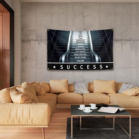 Motivational Quotes The Secret of Success Flag Inspirational Wall Haning Decor Banner 3x5 Feet Wall Art Flags for Room Living Room Bedroom College Room Office Decor With 4 Brass Grommets(a-2) in Saudi Arabia
