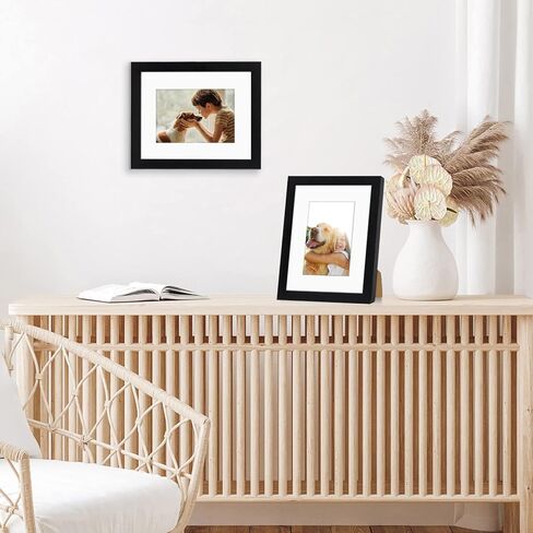 إطار صورة Americanflat مقاس 8x10 باللون الأسود - يعرض مقاس 5x7 مع حصيرة و8x10 بدون حصيرة - خشب مركب مع زجاج مقاوم للكسر - أشكال أفقية ورأسية للجدار والطاولة - عبوة من قطعتين in Kuwait