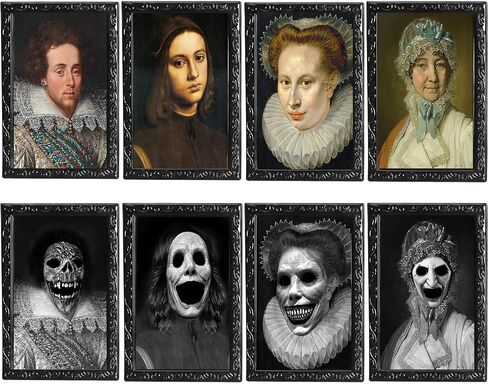 OEDOC 4Pack 10.2x14.5 Halloween Decorations 3D Changing Face Expression Moving Portrait Picture Frames for Horror Party Decors Castle House Home Decoration(StyleA) in Saudi Arabia