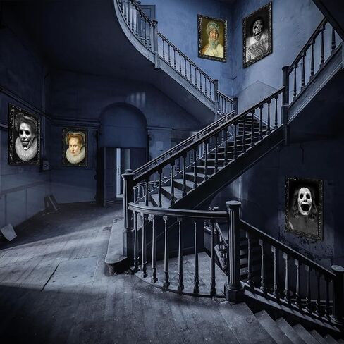 OEDOC 4Pack 10.2x14.5 Halloween Decorations 3D Changing Face Expression Moving Portrait Picture Frames for Horror Party Decors Castle House Home Decoration(StyleA) in Saudi Arabia
