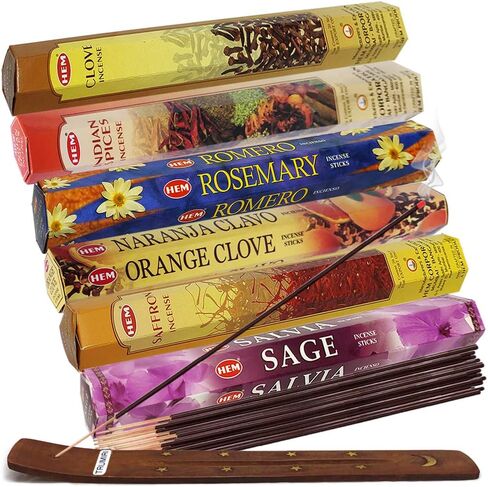 Hem Incense Sticks Variety Pack #27 and Incense Stick Holder Bundle with 6 Leafy Fragrances in Saudi Arabia