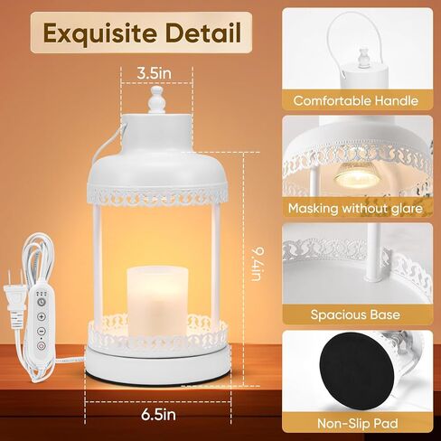 Candle Warmer Lamp, Electric Candle Warmer Lamp with Timer Dimmer, Candle Warmer Lamp for Jar Candles with 2 Bulbs, Safety Candle Melting Lamp Wax Melt in Kuwait