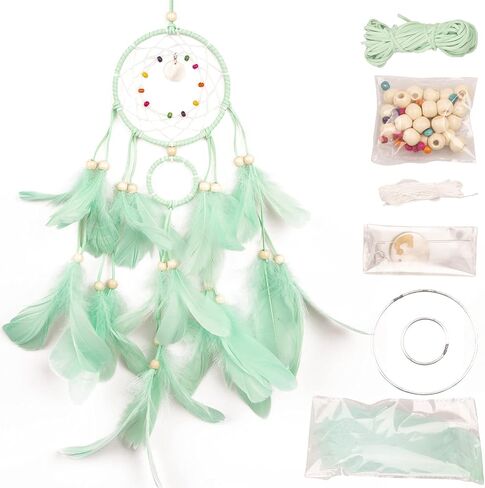FANDOL DIY Dream Catcher Kit - Making Dream Catcher Supplies Craft Kit for Kids Bedroom Wall Deco Wedding Party Birthday Handmade Gifts for Kids (Turquoise) in Kuwait