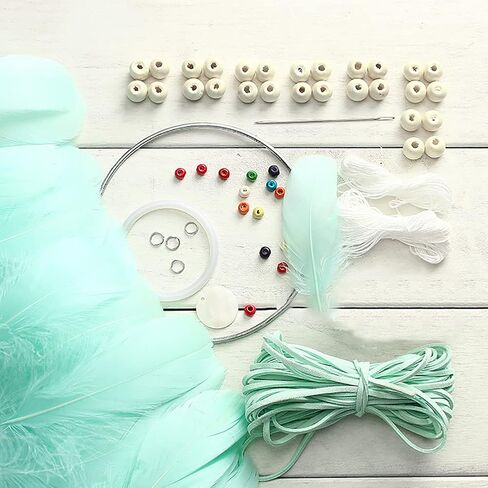 FANDOL DIY Dream Catcher Kit - Making Dream Catcher Supplies Craft Kit for Kids Bedroom Wall Deco Wedding Party Birthday Handmade Gifts for Kids (Turquoise) in Kuwait