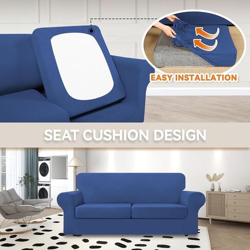 KEKUOU 3 Pieces Stretch Couch Covers for 2 Cushion Couch Sofa pet Friendly，2024 Newest Sofa Covers Washable Soft Elastic Dogs Furniture Protector (Loveseat,Beige) in Kuwait