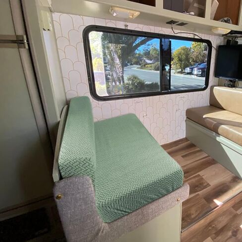 RV Dinette Cushion Covers, Stretch Printed Couch Covers with Jacquard Fabric - RV Camper Car Bench Includes 1 Sofa Seat Cushion Cover ＆ 1 Cushion Cover, Washable ＆ Easy Fitted (Camel) in Kuwait