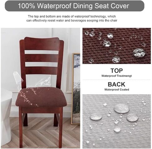 Genina Seat Covers for Dining Chairs Cover 100% Waterproof Dining Room Chair Seat Covers Kitchen Chair Covers (2 PCS, Beige) in Kuwait