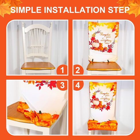 Jecery Fall Chair Covers Set of 6 Thanksgiving Dining Protector Autumn Pumpkin Truck Maple Leaves Pattern Slipcovers Removable Washable for Halloween Kitchen Hotel Party Wedding, one size in Saudi Arabia