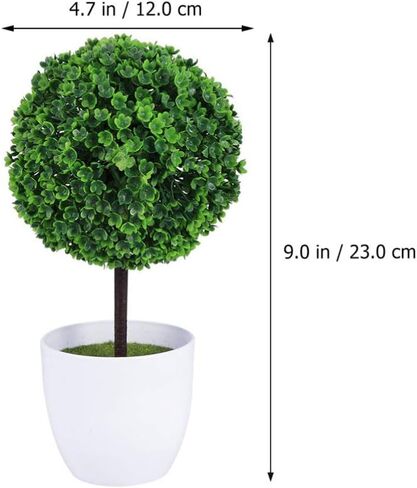 جارنيك نباتات اصطناعية محفوظة بوعاء، 3 قطع من نباتات بوعاء صغيرة من خشب البقس الأخضر توبياري كرة العشب الأخضر في الاصيص، نباتات منزلية صغيرة للاستخدام الداخلي والمكتب وسطح الطاولة ديكور مركزي in Kuwait