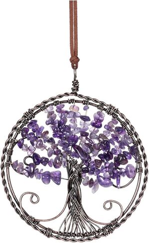 PESOENTH 7 Chakra Tree of Life Dream Catcher Hanging Ornament Handmade Bohemian Rainbow Tree of Life Crystal Suncatcher Window Car Wall Art Hanging Decorations for Home Office Decor in Kuwait