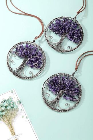 PESOENTH 7 Chakra Tree of Life Dream Catcher Hanging Ornament Handmade Bohemian Rainbow Tree of Life Crystal Suncatcher Window Car Wall Art Hanging Decorations for Home Office Decor in Kuwait