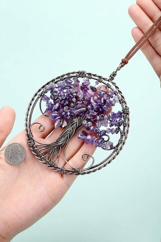 PESOENTH 7 Chakra Tree of Life Dream Catcher Hanging Ornament Handmade Bohemian Rainbow Tree of Life Crystal Suncatcher Window Car Wall Art Hanging Decorations for Home Office Decor in Kuwait