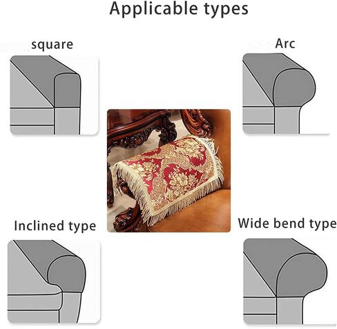 LUFEIJIASHI Luxury Couch Arm Covers,Washable Armrest Covers for Sofa,Anti Slip Recliner Chair Arm Covers Protectors for Leather Sofa Arm Cover Set of 2 (FLKF-Beige) in Kuwait