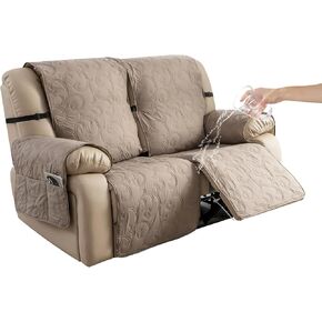 Genina couch covers for 3 cushion 100% Waterproof couch sofa reclining sofa covers 3 seat couch covers for reclining couches Furniture Protector for dog (Beige, 3 Seater) in Saudi Arabia