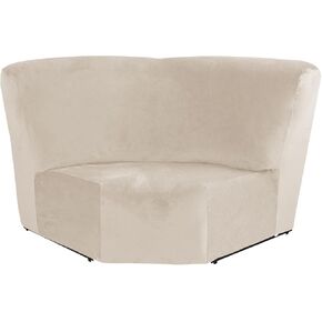 MIFXIN Corner Sofa Cover 1 Piece Velvet Stretch Corner Couch Cover for Sectional Recliner Sofa Slipcover Reclining L Shape Sofa Couch Additional Seat (Beige)