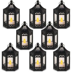 zkee Mini Star Lantern with Flickering LED,Battery Included,Decorative Hanging Lantern,Christmas Decorative Lantern,Indoor Candle Lantern,Battery Lantern Indoor Use, （Set of 8,Golden Brushed） in Saudi Arabia