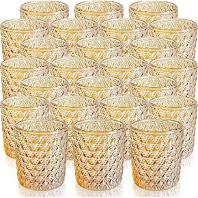 SHMILMH Glass Votive Candle Holders 12 PCS, Thanksgiving Chrismas Table Decor, Clear Tealight Candle Holders Bulk Candle Jar for Wedding Table Centerpiece Birthday Decor