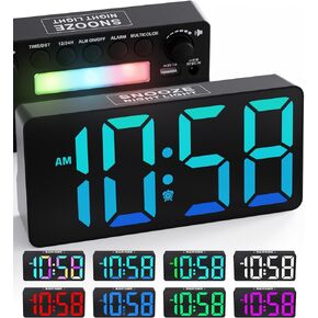 Digital Alarm Clock For Bedroom,7"Digital Clock With Dual Alarms,Type C&USB Charging Port,Night Light,Bold Digit Large Display,7 Volume,Dimmer,Snooze,12/24H,Loud Desk Clock For Teens Kid Adult Senior