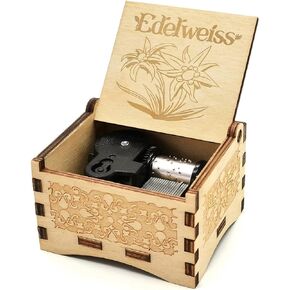 صندوق الموسيقى Micteney Edelweiss يختتم، ديكور خشبي يدوي الصنع/هدايا/ديكور منزلي (Edelweiss) in Kuwait