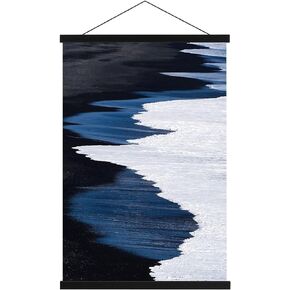 شماعة ملصقات مغناطيسية من Ywlake، مقاس 12 × 18 12 × 16 12 × 24 إطار ملصق خشبي خشبي مغناطيسي ملصقات مطبوعة وتد التمرير شماعات مجموعة تعليق للجدران خريطة قماش عمل فني (أسود، 12 بوصة) in Kuwait