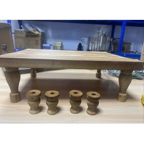 Hanobe Wooden Riser Decorative Tray: Farmhouse Wood Pedestal Display Stand Rustic Brown Tray Riser Centerpiece for Coffee Bar Kitchen Dining Room Home Table Decor, Short & Tall Footed in Saudi Arabia