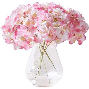 Hydrangea Artificial Flowers Beige Heads Fake Silk Flowers Full Silk Flowers with Stems Wedding Home Party Shop Baby Shower Decor