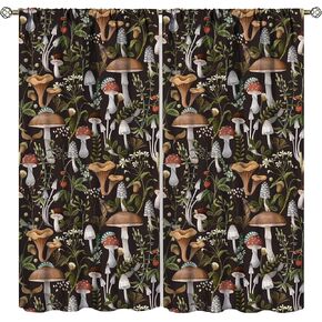 Mushroom Blackout Curtains, Colorful Cartoon Style Abstract Illustration Print Window Treatments for Living Room, Mushroom Seamless Pattern Curtain 2 Panel, 42x45 Inch in Saudi Arabia
