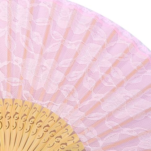Japanese Chinese Bamboo Folding Bridal Hand Fan, Black Lace Fans for Women, Handmade Vintage Retro Fan Foldable Handheld for Wedding Tea Party Dancing Decorations-Black Lace in Kuwait