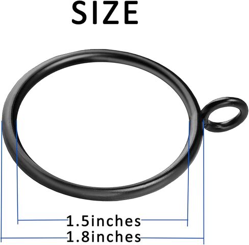 14 قطعة من حلقات الستائر السوداء مقاس 1.5 انش للستائر، حلقات ستائر مع فتحات، حلقات قضيب ستارة سوداء غير لامعة in Kuwait