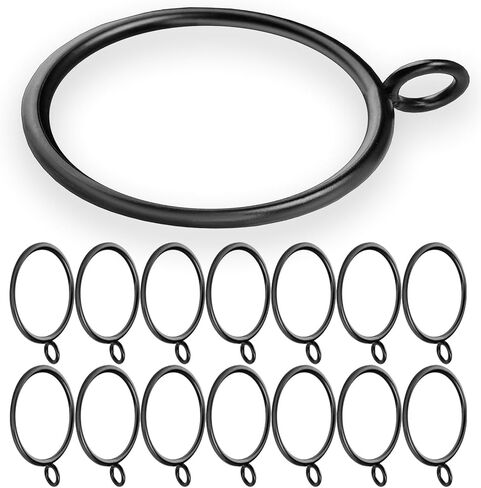 14 قطعة من حلقات الستائر السوداء مقاس 1.5 انش للستائر، حلقات ستائر مع فتحات، حلقات قضيب ستارة سوداء غير لامعة in Kuwait