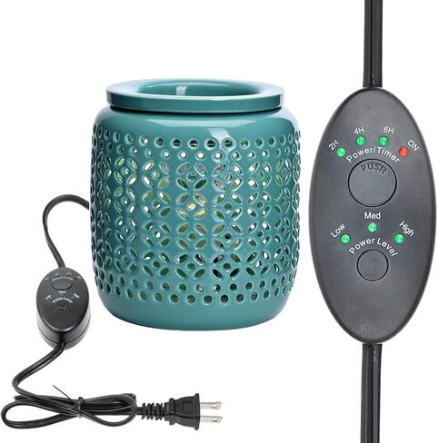 ASAWASA Ceramic Wax Melt Warmer with Timer and Silicone Dish,Candle Wax Warmer for Scented Wax & Essential Oils,Ideal Gift for Home Office Kitchen(Black) in Kuwait