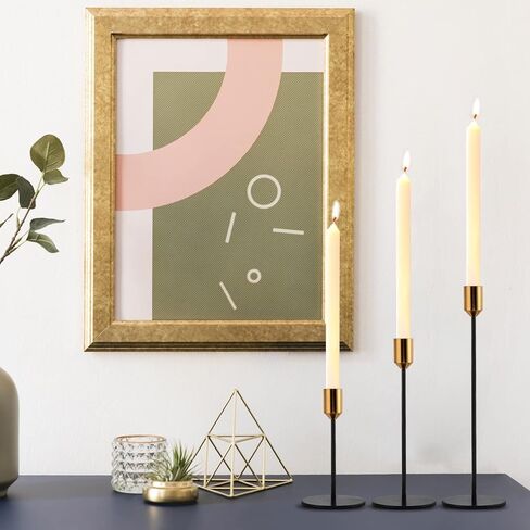 حامل شموع بتصميم عصري باللون الأسود غير اللامع من تانغباي، مجموعة من 3 قطع، حامل شموع معدني طويل القاع، حامل شموع مزخرف للشموع المثببة، يناسب الشموع السميكة مقاس 1.9 سم، قطعة مركزية لطاولة الطعام in Kuwait