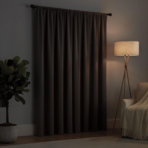 ستارة نافذة Eclipse Solid Thermapanel الحديثة لتعتيم الغرفة بجيب قضيب لغرفة النوم (لوحة واحدة)، 54 بوصة × 63 بوصة، أسود in Saudi Arabia