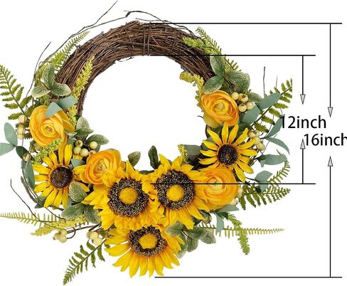 Bibelot 16 Inch Artificial Peonies Hydrangea Wreath Pink Peony Hydrangea Flowers with Daisy Wreath Spring Summer Wreaths Grapevine Wreath Green Leaves for Front Door Wall Wedding Home Decor… in Saudi Arabia