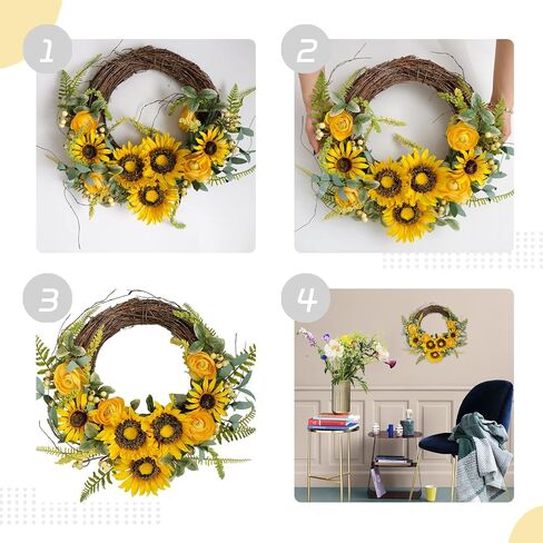 Bibelot 16 Inch Artificial Peonies Hydrangea Wreath Pink Peony Hydrangea Flowers with Daisy Wreath Spring Summer Wreaths Grapevine Wreath Green Leaves for Front Door Wall Wedding Home Decor… in Saudi Arabia