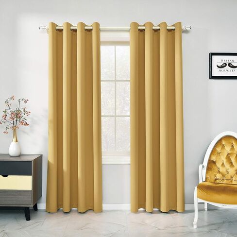 Gold Yellow Curtains 45 Inch Length For Kids Bedroom Privacy Protection Curtains For Bathroom Small Windows Top Grommet Darkening Yellow Blackout Short Curtains Set of 2 Panels 52 X 45 Inches Long in Kuwait