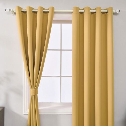 Gold Yellow Curtains 45 Inch Length For Kids Bedroom Privacy Protection Curtains For Bathroom Small Windows Top Grommet Darkening Yellow Blackout Short Curtains Set of 2 Panels 52 X 45 Inches Long in Kuwait