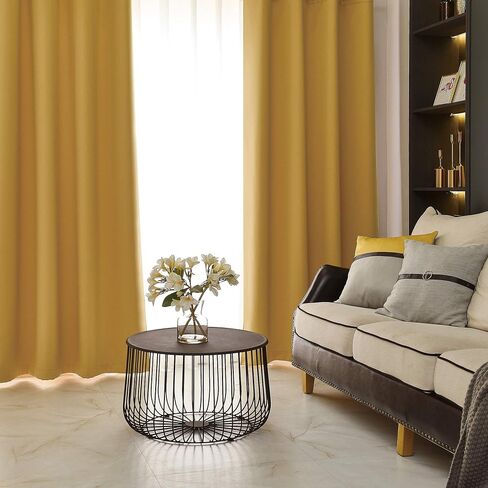Gold Yellow Curtains 45 Inch Length For Kids Bedroom Privacy Protection Curtains For Bathroom Small Windows Top Grommet Darkening Yellow Blackout Short Curtains Set of 2 Panels 52 X 45 Inches Long in Kuwait